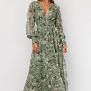 Jolie Embroidered Tulle Dress - Sage & Gold